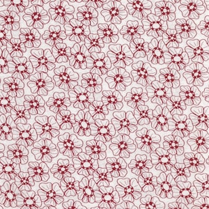 RARE - Por The HALF YARD - Coonawarra Red de Helen Stubbings of Hugs' n Kisses for Red Rooster, #26597-LTRED1 Esbozado Flores Rojas sobre Blanco