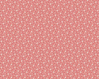 By The HALF YARD - Key West by DiFord Hall for Andover, #8315-R Red and Cream Lobster Claws with Tiny Teal Blue Dots Inside, Civil War