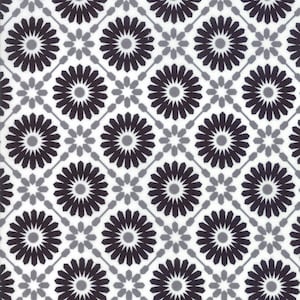 Rare - By The CONTINUOUS HALF YARDS - Midnight Magic by April Rosenthal for Moda#24080-11 Black Mums in Gray Diagonal Grid on Ghost White