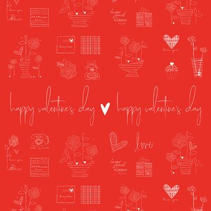 RARE - 35” X 42” PANEL - From The Heart by Sandy Gervais for Riley Blake Designs, Pattern #10058 Cream Valentine Icons and Words on Red