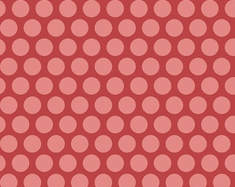 Rare - 12&quot; REMNANT - Little Sweetheart by Edyta Sitar for Andover Fabrics, #8831-R Maid of Honor on Rosette, Pink Dots on Red
