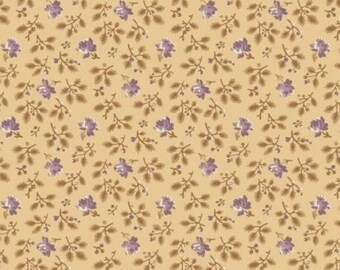 RARE - By The Continuous HALF YARD - Antebellum by Sara Morgan for Washington Street Studios of P&B Textiles, #26759 Purple Rosebuds on Tan