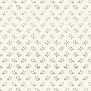 May include: A seamless pattern featuring a repeating design of small, stylized grey sprigs on a white background.