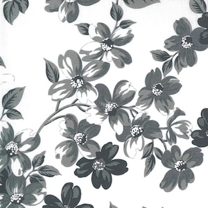 RARE - By The Continuous HALF YARD - Sunday Stroll by Bonnie and Camille for Moda Fabrics, Pattern #55220-27 Tonal Gray Full Blooms on White