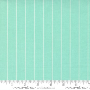 Rare - By The Continuous HALF YARDS - Merry Little Christmas by Bonnie and Camille for Moda Fabrics, #55244-16 Holiday Stripe on Aqua Blue