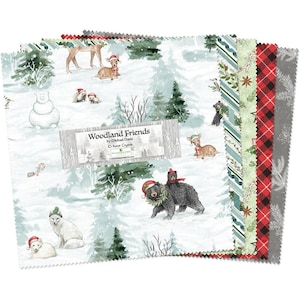 RAR - 10 "KARAT KRISTALLE - Woodland Friends von Michael David für Wilmington Prints, # 518-573-518 Vorgeschnitten, 42- Professionell geschnittene 10 ""Quadrate."