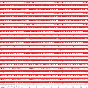 RARE - By The Continuous HALF YARD - Let Them Be Little by Simple Simon for Riley Blake, #C7515 Little Wonky Red Scalloped Stripe on White
