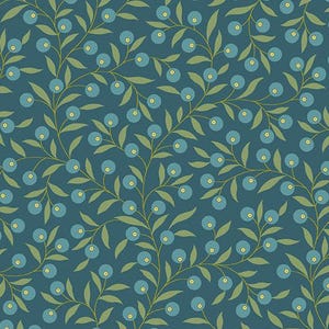 Raro - Por CONTINUOUS HALF Yards - La costurera por Edyta Sitar de Laundry Basket Quilts para Andover, n.° 9771-B Thimble Berries en índigo