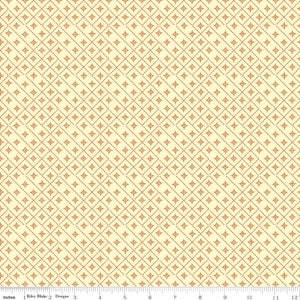 RARE - 32&quot; REMNANT - Give Thanks by Sandy Gervais for Riley Blake, #C5924 Orange Dashed Diamond Diagonal Grid on Cream