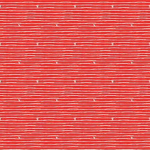 RAR - By The Continuous HALF YARD - From The Heart by Sandy Gervais für Riley Blake Designs, Muster #10054 Weiße Herz Streifen auf Rot