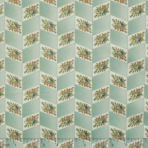 By The Continuous HALF YARD - For Your Love by Renee Nanneman for Andover, #7775-T Ombre Chevron Floral, Colorful Flowers on Cream and Blue