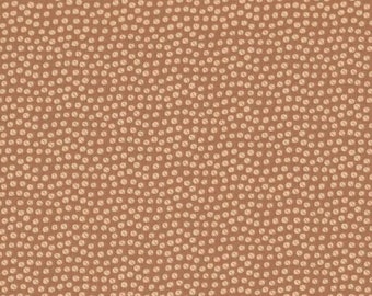 RARE - By The Continuous HALF YARD - Down by the Veggie Patch by Anni Downs for Henry Glass, Pattern #2253-34 Cream Spots on Cocoa Tan