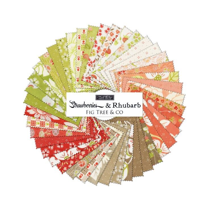 RARE - CHARM PACK - Strawberries and Rhubarb by Fig Tree & Co. for Moda ...