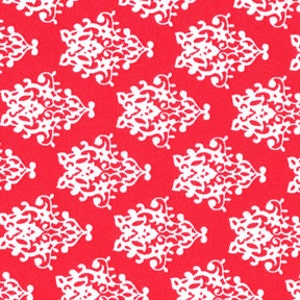 By The Continuous HALF YARD - Damask Pink & White by Quilter’s Showcase, White  Damask on Pinky Red, by the HALF Yard