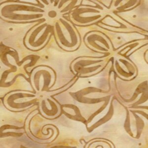 Może przedstawiać: Beżowy materiał z brązowym wzorem kwiatowym. Wzór przedstawia stylizowane kwiaty i liście.