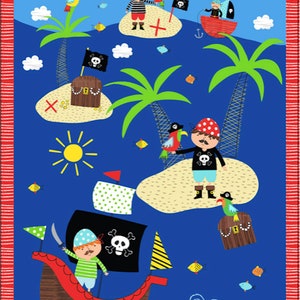 RARO - PAINEL 24&quot; X 44&quot; - Ilha do Tesouro para Tesouros Atemporais, Padrão #C6229 Navegue em Alto Mar e Procure Tesouros com os Piratas