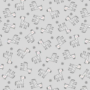 Przez The Continuous HALF YARDS - Snuggle in the Jungle FLANNEL autorstwa Jessiki Flick dla Benartex, wzór nr 10444F-11 Rzucane małe zebry na szarym tle