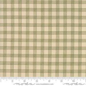 RZADKIE - The Continuous HALF YARD - Lilac Ridge autorstwa Jana Patka dla Moda, #2215-21 Zielona kratka gingham na kremowym tle, kratka, kratka, kwadraty, blender