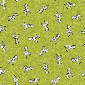 Selten - Durch die Kontinuierliche HALBE HOF - Jungle Friends von Makower Uk von Andover Fabrics, #2201-G Gestreift Zebra Toss auf Grün, Zoo, Safari