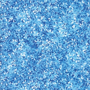 May include: A seamless pattern of blue and white stylised flowers. The background is a light blue colour and the flowers are a darker blue with white centres.