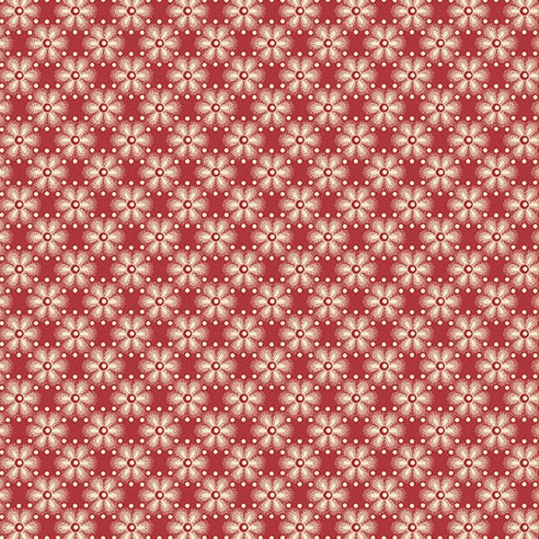 RARE - By The Continuous HALF YARDS - Noel by Edyta Sitar of Laundry Basket Quilts for Andover, #9919-R Cream Peppermint on Cranberry Red