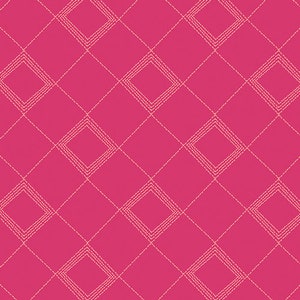 Rare - By The Continuous HALF Yards - Art District Fusion by Pat Bravo for Art Gallery #FUS-AD-1603 Tartan District, Peach Diamonds on Pink