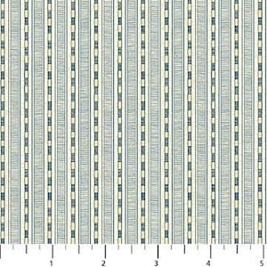 Durch den halben Hof - Vintage Reise von Deborah Edwards von Northcott, Muster #20737-42 Tonblau und Creme ticken Streifen