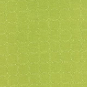 May include: A green fabric with a repeating pattern of white stitched circles.
