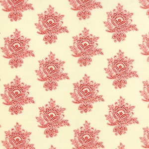 RARE - By The Continuous HALF YARD - Somerset by Joanna Figueroa of Fig Tree and Co for Moda, #20234-29 Creme Poppy, Floral Mosaics on Cream