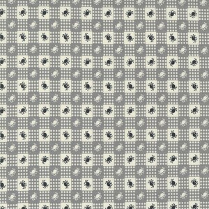 Sällsynt - Per halv meter - Owl O'Ween av Urban Chiks för Moda Fabrics, mönster #31194-18 Spindelgingham i grått och krämfärgat