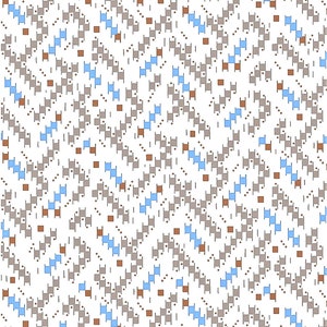May include: A seamless pattern with a white background and a repeating geometric design. The pattern features small squares in shades of brown, light blue, and gray.