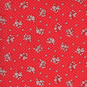 RARE - By The CONTINUOUS HALF Yards - 30’s Playtime 2021 by Chloe’s Closet for Moda Fabrics, #33595-18 Bouquet Toss Floral on Scarlet Red