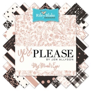 RARE 35 REMNANT Yes Please by Jen Allyson for Riley Blake, SC6554-CREAM ...