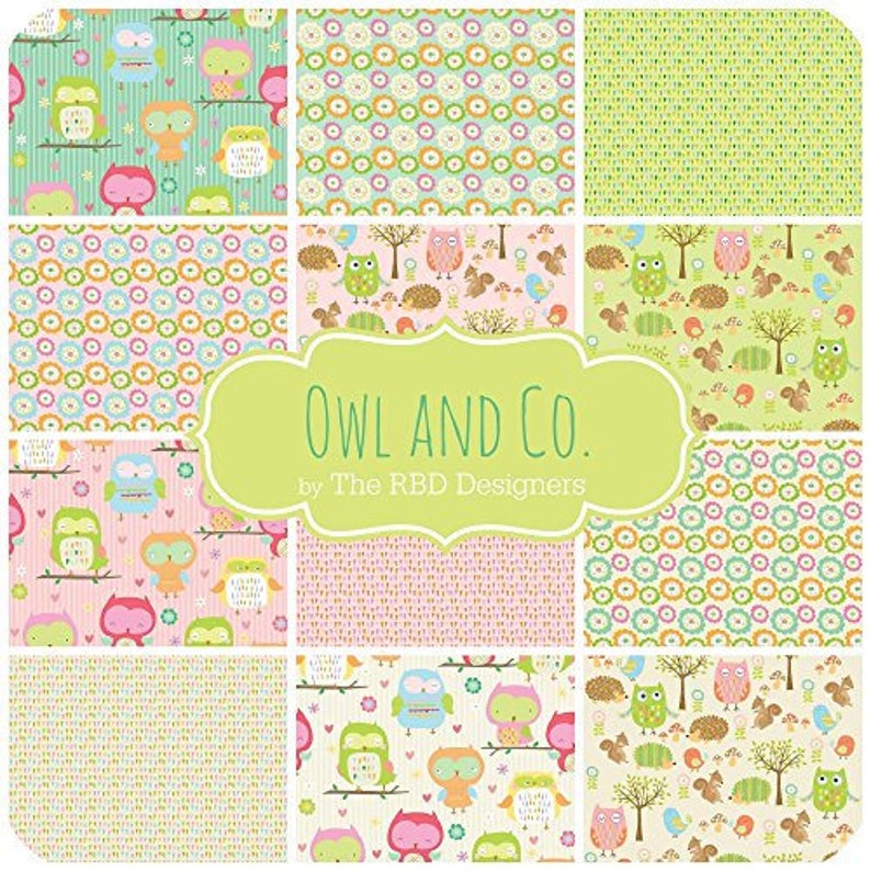 Hearts and Flowers Owl /& Company by RBD for Riley Blake Owls Pattern #F4940 Main Pink Stripe FLANNEL Rare By The Continuous HALF Yard