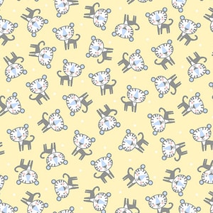 Przez The Continuous HALF YARDS - Snuggle in the Jungle FLANNEL autorstwa Jessiki Flick dla Benartex, wzór nr 10443F-30 Rzucane małe tygrysy na żółtym