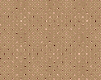 RARE - By The Continuous HALF YARDS - Blessed Beyond Measure by Buttermilk Basin for Riley Blake, #C9925 Cream Puzzle, Red Dots on Tan