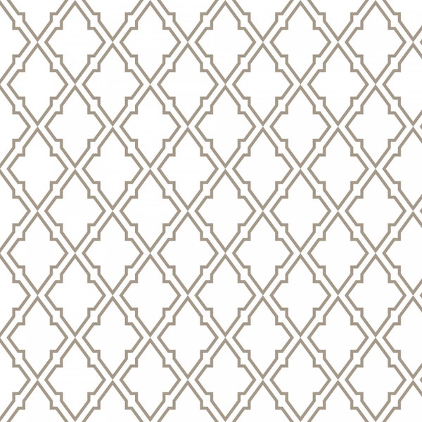 By The Continuous HALF YARD - Mixology Prep Stanford by Camelot Fabrics, #21002-0093 Taupe Gray Lattice Design on White, Blender, Basic