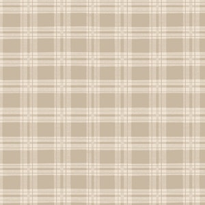 以下が含まれることがあります： ベージュと白の格子柄のシームレスパターン。パターンは、薄い水平線と垂直線で構成され、グリッドを形成しています。