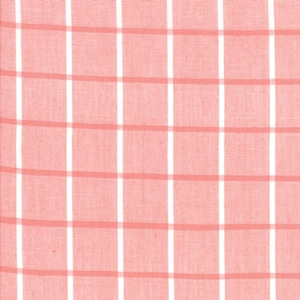 Przez The Continuous HALF YARD - Bonnie and Camille Wovens przez Bonnie and Camille dla Moda Fabrics, #12405-21 Różowe i białe kwadraty okienne