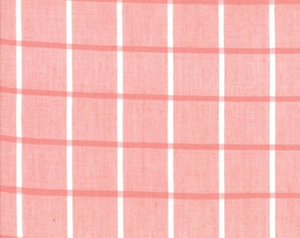 Por The Continuous HALF YARD - Bonnie y Camille Wovens de Bonnie y Camille para Moda Fabrics, #12405-21 Pink y White Windowpane Squares