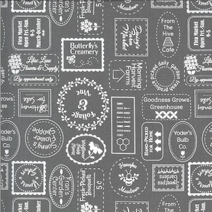RARE - By The CONTINUOUS HALF Yards - Spring Brook by Corey Yoder of Coriander Quilts for Moda, #29115-23 White Street Signs on Slate Gray