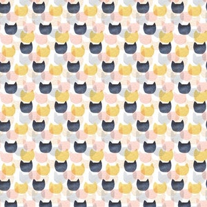 RARE - By The Continuous HALF YARD - Meant To Bee by Clara Jean for Dear Stella Designs, Pattern #DCJ1888 Cat Mirage on White