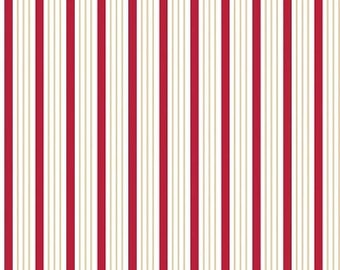 By The Continuous HALF YARD - Song Bird by Carina Gardner for Riley Blake, Pattern #C2864 Red and Yellow Stripes on White