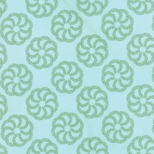 RARE - By The Continuous HALF YARD - Aria by Kate Spain for Moda Fabrics, Pattern #27232-22 Fern on Waterfall Blue, Green Geometric Flowers