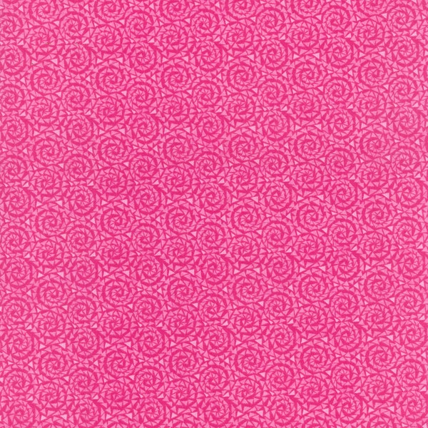 RARE - 15" REMNANT - Triangles in Motion, Pink Small Triangles in Swirls on Bright Pink Circles, Light Pink Random Triangles