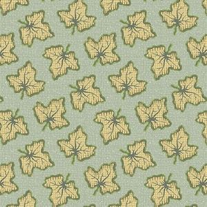 Rare - By The CONTINUOUS HALF Yards- The Seamstress by Edyta Sitar of Laundry Basket Quilts, Andover #9770-G Needlepoint Leaves on Evergreen