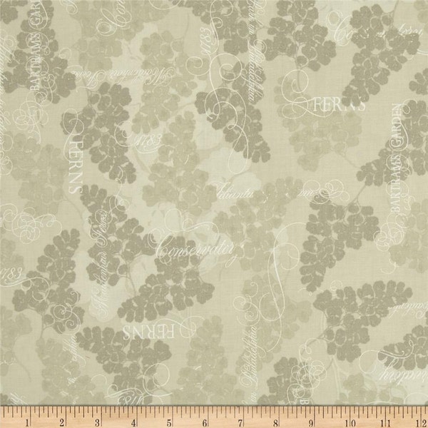 By The Continuous HALF YARD - Fairmont Park by Lonni Rossi for Andover Fabrics, Pattern #6007-MC Khaki Ferns