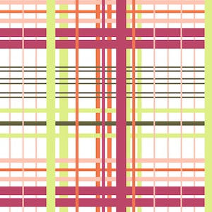 By The Continuous HALF Yard - Bridgette Lane by Valori Wells for Free Spirit, #PWVW065-CHRY Cherry Plaid in Green, Pink, Red, Gray Stripes