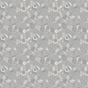 RARE- By The Continuous HALF YARD - Winter Garden by Lewis and Irene, Pattern #A318.1 Seed Heads on Grey, Cream and Gray Tossed Flowers