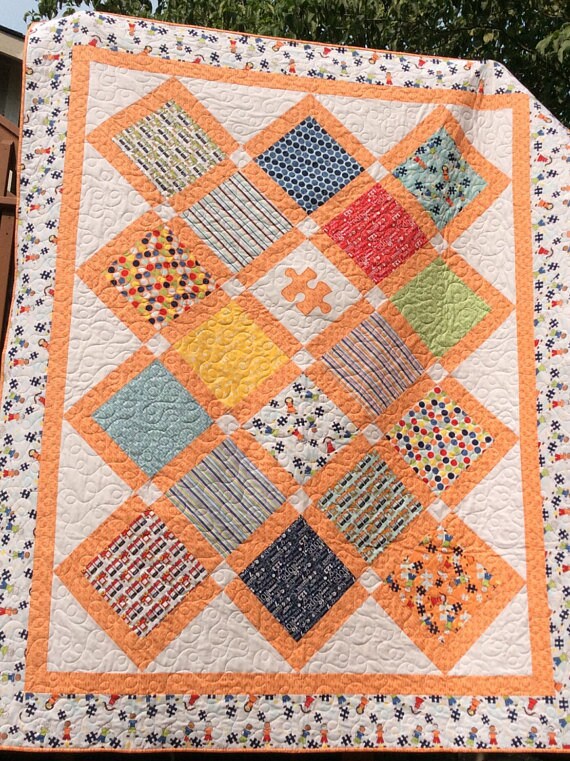 (Quilted Orange) - Puzzled Sparkling Pens, Quilted Orange